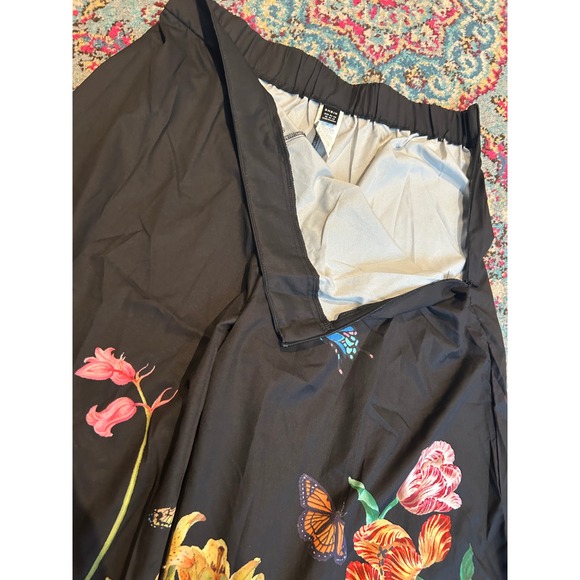 SHEIN Black Floral Butterfly Wide Leg Palazzo Pants Women's XL - Picture 3 of 11